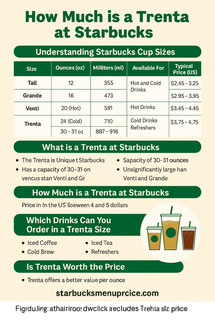 how much is a trenta at starbucks